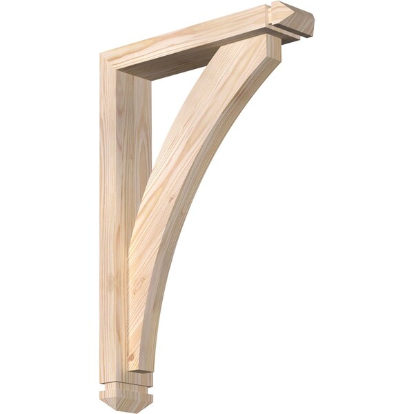 Ekena Millwork Thorton Arts and Crafts Smooth Bracket w/ Offset Brace, Douglas Fir, 3 1/2"W x 16"D x 24"H BKT0402X16X24THR03SDF - main